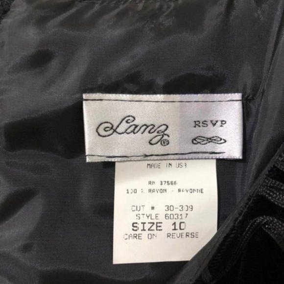 Lanz RSVP Dress Black Velvet Vintage Cottagecore - Picture 5 of 6